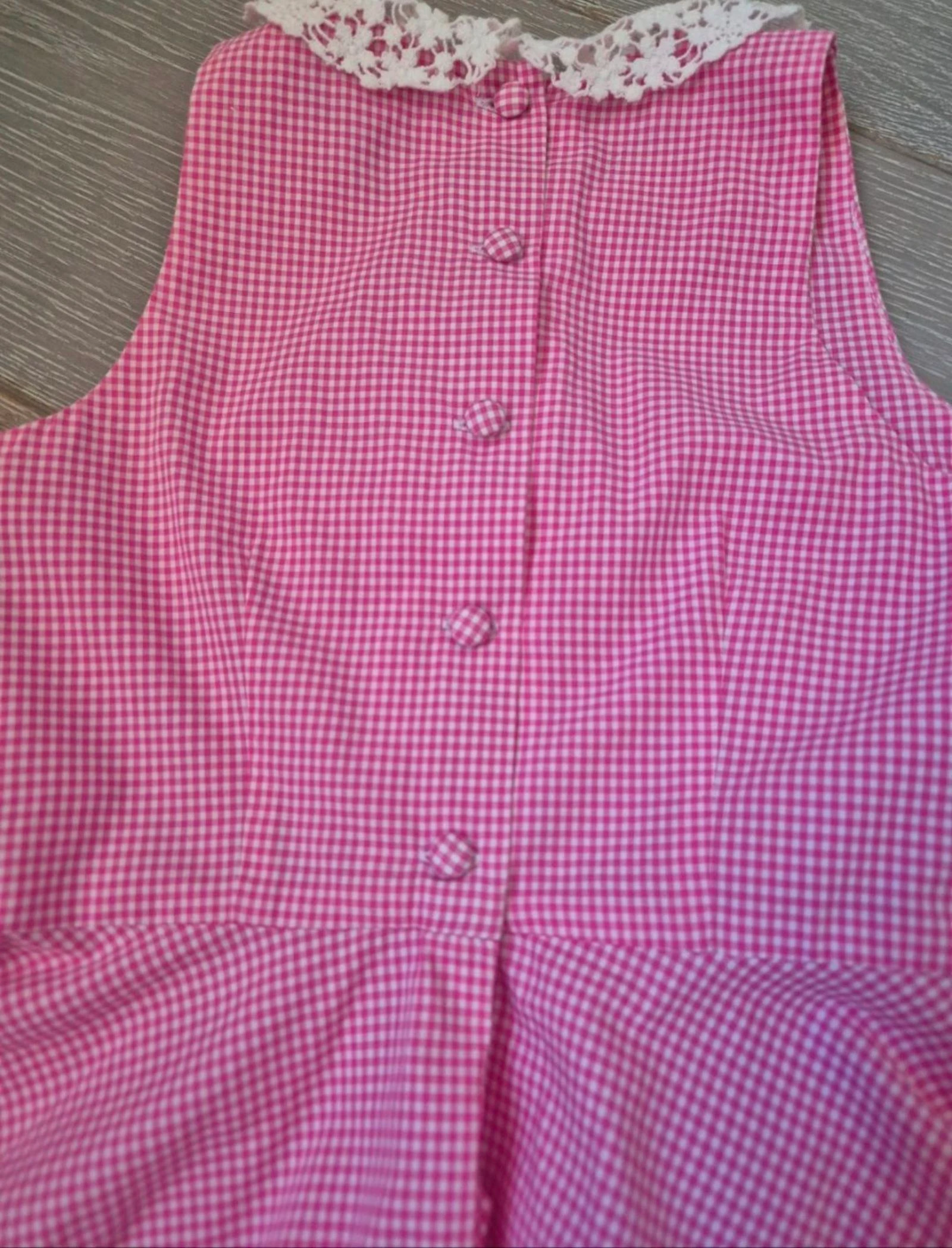 Roze Vichy-gestreepte jurk met kanten kraag. Polo Ralph Lauren. Maat 6 jaar. Evenementen. Gasten – photo 7